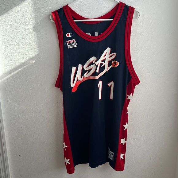 Champion Shirts Vintage Karl Malone Team Usa Basketball Jersey Size